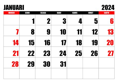 kalender kerja januari 2024
